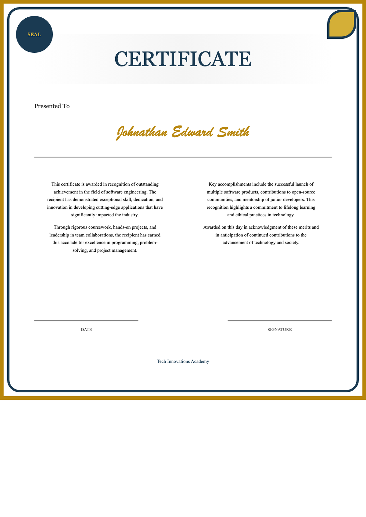 Elegant certificate template with gold seal and navy blue accents_variant_2